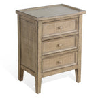 Table d'appoint Rena avec 3 tiroirs, bois d'acajou brun vieilli de 48 cm
