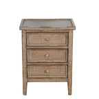 Table d'appoint Rena avec 3 tiroirs, bois d'acajou brun vieilli de 48 cm