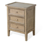 Table d'appoint Rena avec 3 tiroirs, bois d'acajou brun vieilli de 48 cm