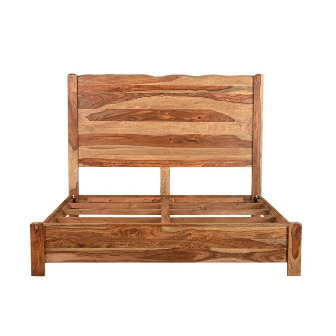 Cadre de lit king-size en bois massif à bord brut HomeRoots marron