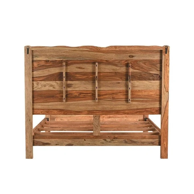 Cadre de lit king-size en bois massif à bord brut HomeRoots marron