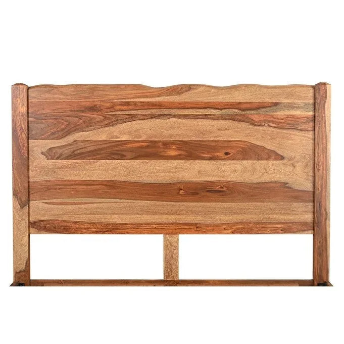 Cadre de lit king-size en bois massif à bord brut HomeRoots marron