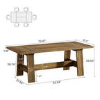 Table de salle à manger de 178 cm pour 6-8 personnes, table de cuisine rectangulaire style ferme - 178 cm (L) x 79 cm (P) x 75 cm (H)