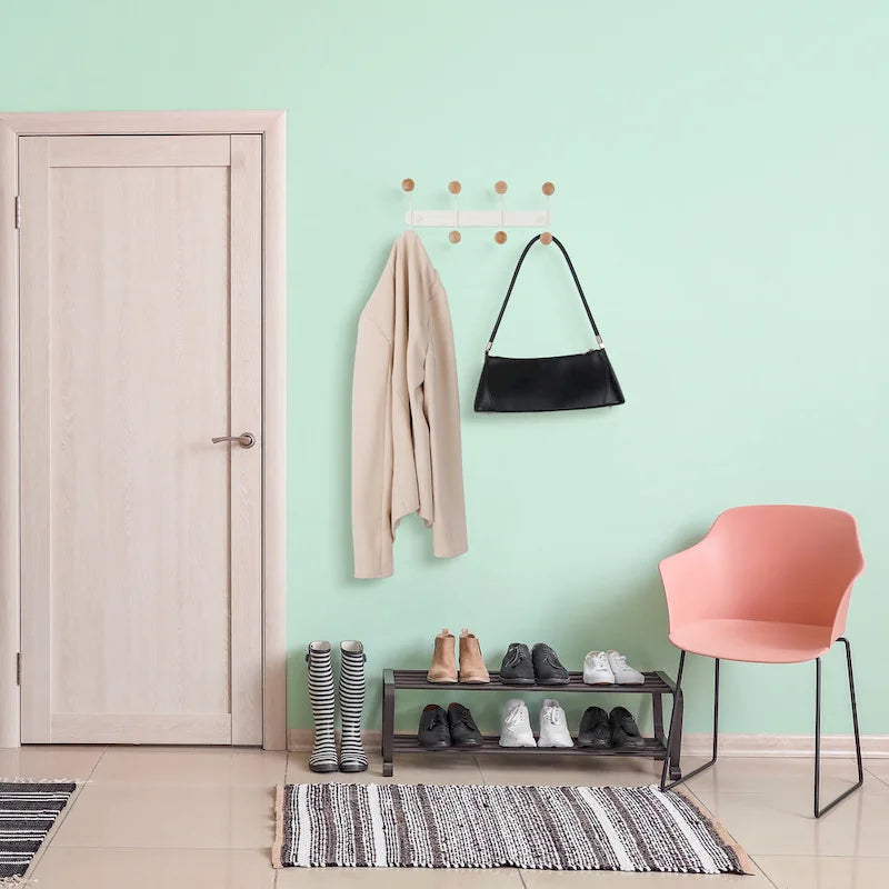 1 Patère Murale, Crochets Muraux en Métal et Bois, Porte-Chapeau, Crochets Muraux