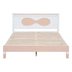 Lit plateforme double en bois avec tête de lit à motif en arc pour chambre d'enfant