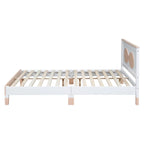 Lit plateforme double en bois avec tête de lit à motif en arc pour chambre d'enfant