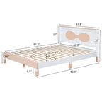Lit plateforme double en bois avec tête de lit à motif en arc pour chambre d'enfant