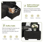 Canapé d'angle 4 places en L de 83,8 po avec lit gigogne, méridienne de rangement, ports USB, prises de courant et porte-gobelets