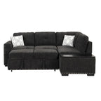 Canapé d'angle 4 places en L de 83,8 po avec lit gigogne, méridienne de rangement, ports USB, prises de courant et porte-gobelets
