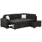 Canapé d'angle 4 places en L de 83,8 po avec lit gigogne, méridienne de rangement, ports USB, prises de courant et porte-gobelets