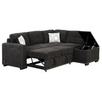 Canapé d'angle 4 places en L de 83,8 po avec lit gigogne, méridienne de rangement, ports USB, prises de courant et porte-gobelets