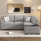 Canapé d'angle 4 places en L de 83,8 po avec lit gigogne, méridienne de rangement, ports USB, prises de courant et porte-gobelets