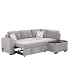 Canapé d'angle 4 places en L de 83,8 po avec lit gigogne, méridienne de rangement, ports USB, prises de courant et porte-gobelets