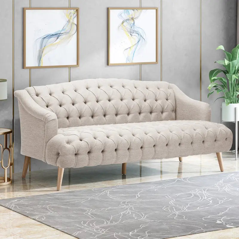 Adelia Modern 3-seat Tufted Fabric Sofa by 