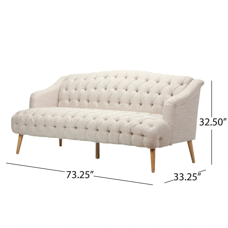 Canapé Adelia moderne 3 places en tissu touffeté par