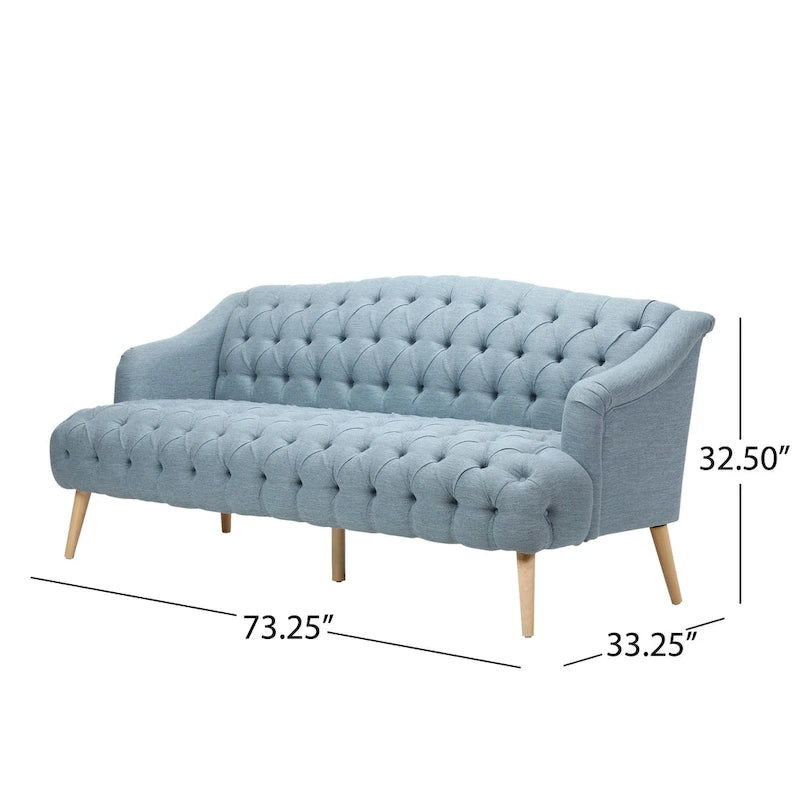 Canapé Adelia moderne 3 places en tissu touffeté par