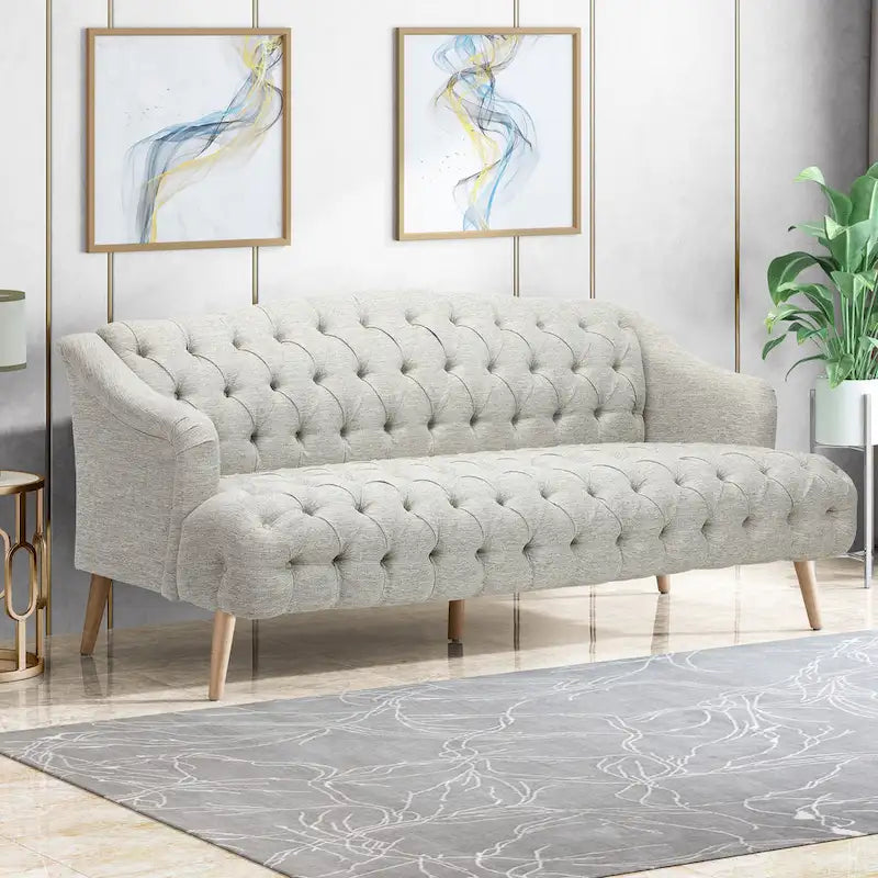 Canapé Adelia moderne 3 places en tissu touffeté par