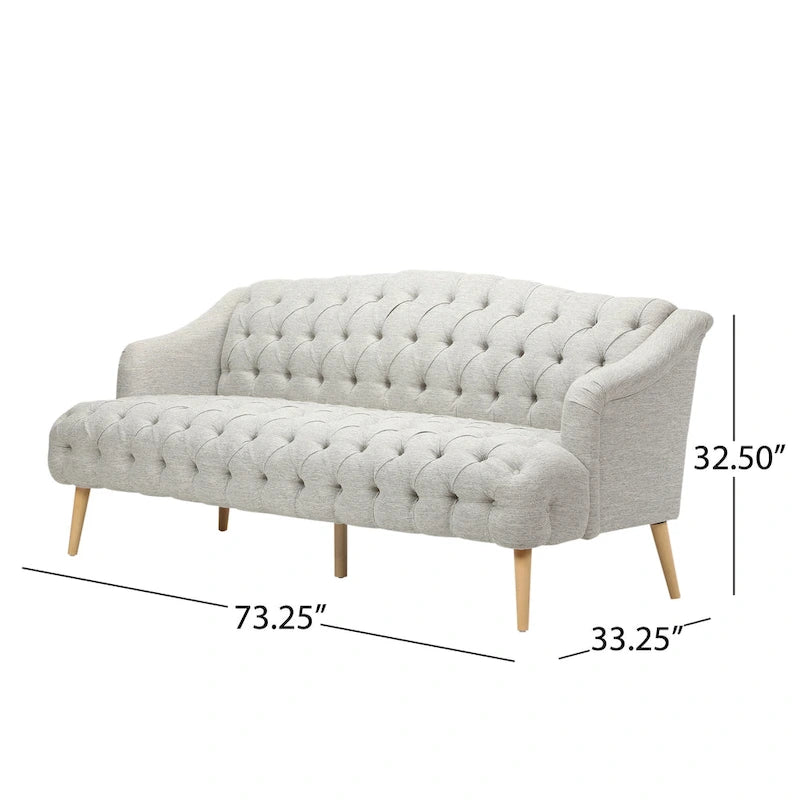 Canapé Adelia moderne 3 places en tissu touffeté par