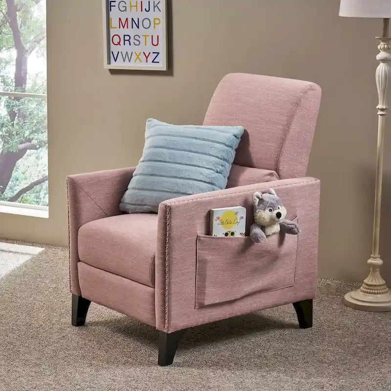 Fauteuil inclinable contemporain Alscot en tissu avec mécanisme poussoir par