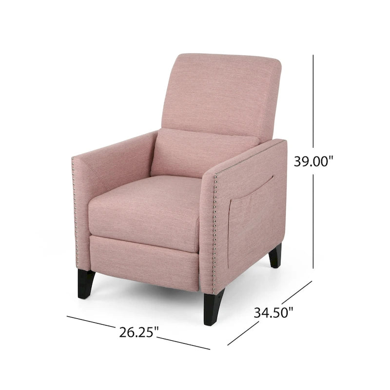 Fauteuil inclinable contemporain Alscot en tissu avec mécanisme poussoir par