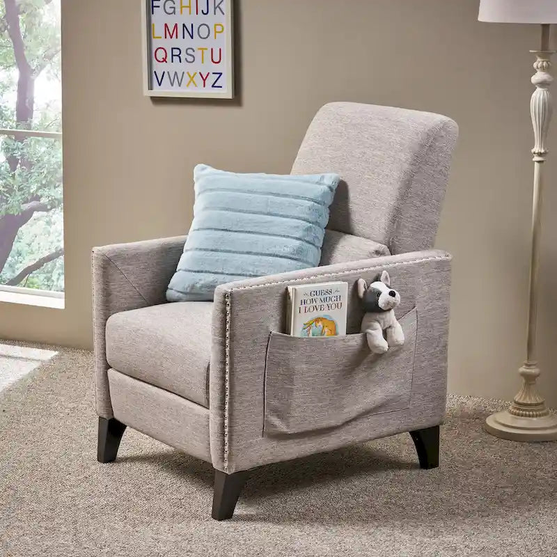 Fauteuil inclinable contemporain Alscot en tissu avec mécanisme poussoir par