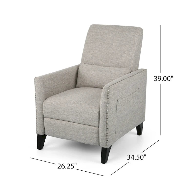 Fauteuil inclinable contemporain Alscot en tissu avec mécanisme poussoir par