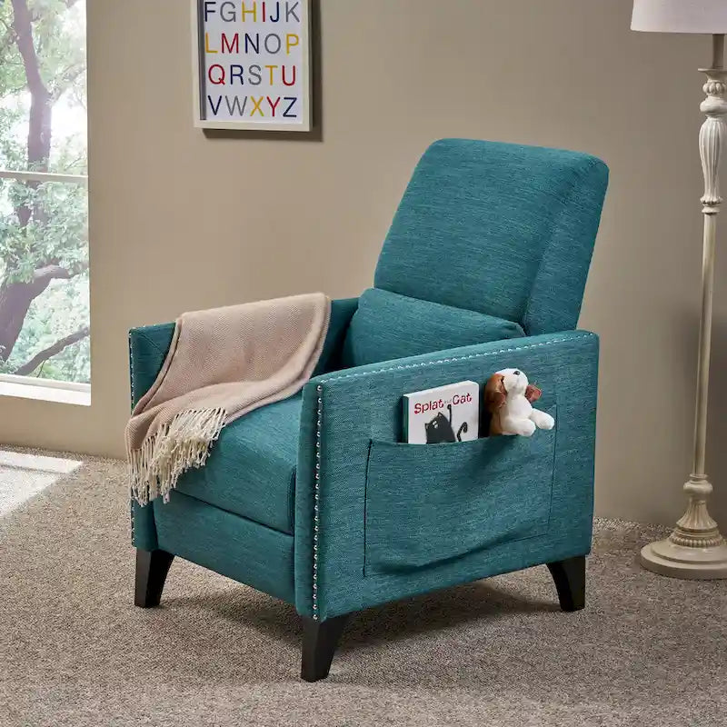 Fauteuil inclinable contemporain Alscot en tissu avec mécanisme poussoir par