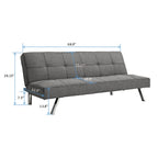 Canapé-lit futon à cadre métallique avec pieds en acier inoxydable - 32,30 x 68,90 x 29,15