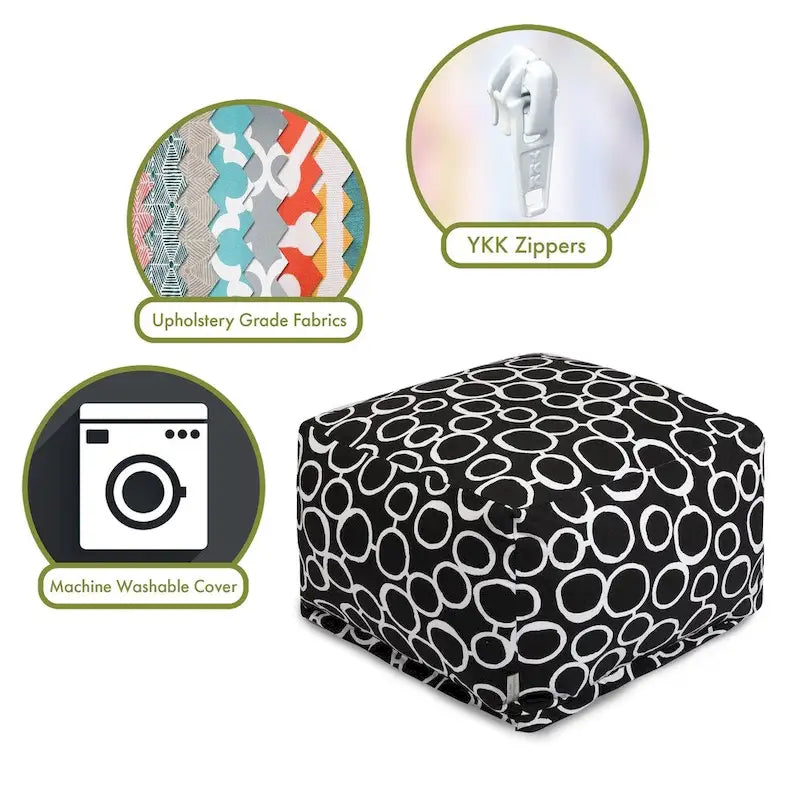 Majestic Home Goods Pouf ottoman d'intérieur en coton Fusion 68,5 cm (L) x 68,5 cm (l) x 43 cm (H)