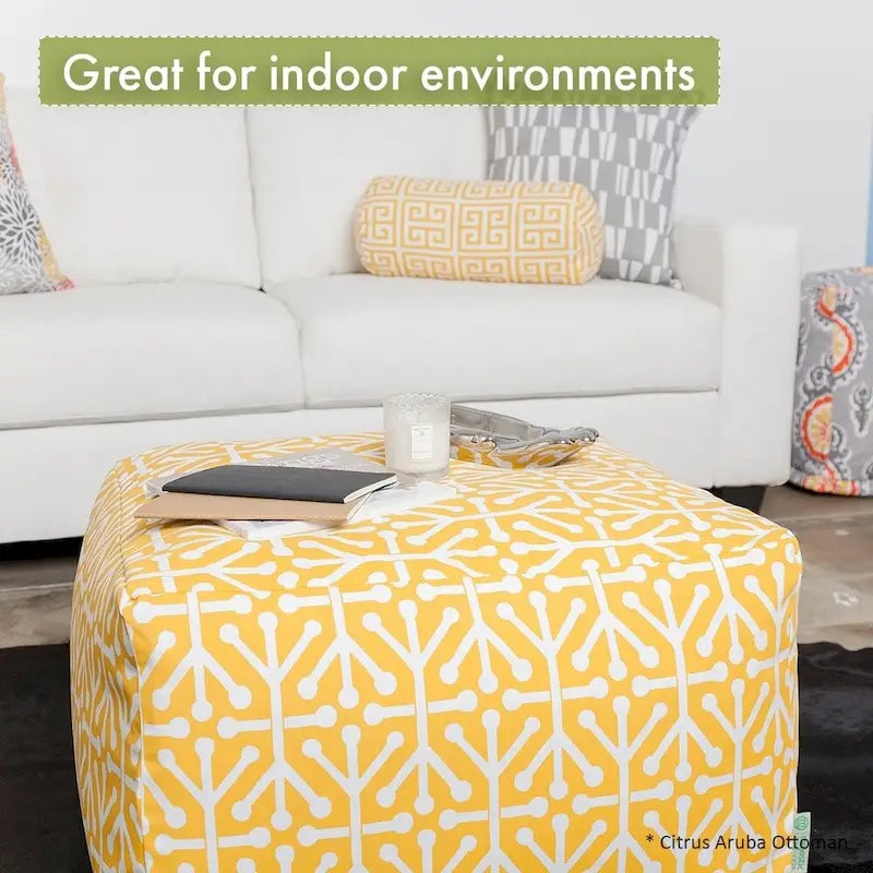 Majestic Home Goods Pouf ottoman d'intérieur en coton Fusion 68,5 cm (L) x 68,5 cm (l) x 43 cm (H)