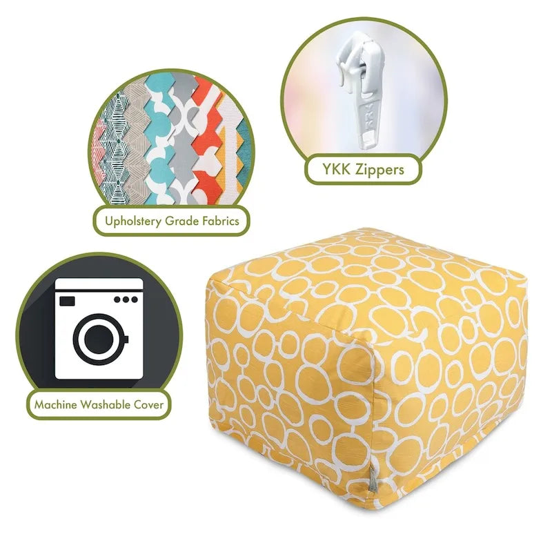 Majestic Home Goods Pouf ottoman d'intérieur en coton Fusion 68,5 cm (L) x 68,5 cm (l) x 43 cm (H)