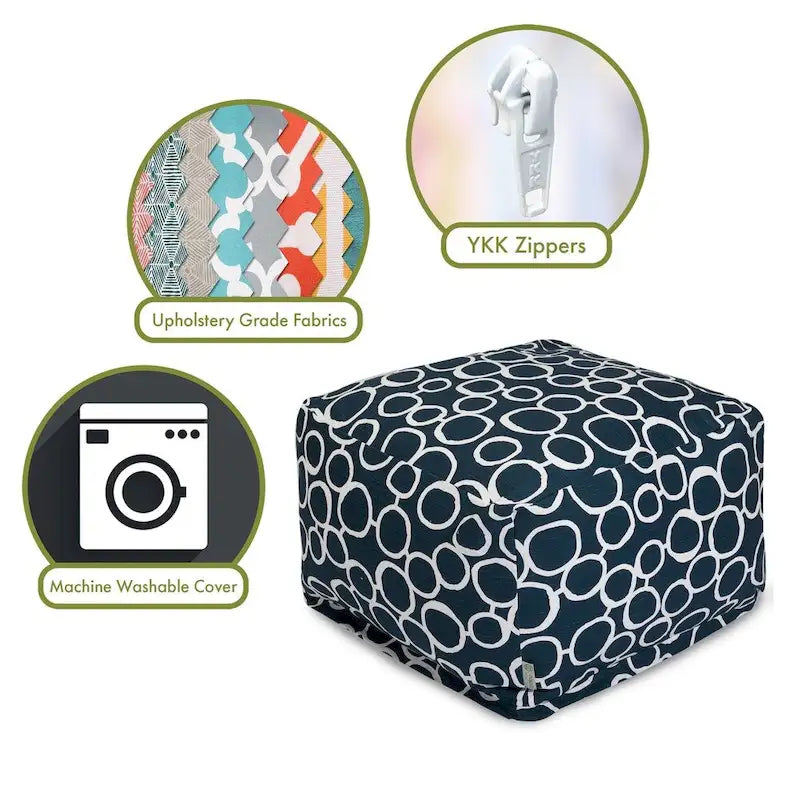 Majestic Home Goods Pouf ottoman d'intérieur en coton Fusion 68,5 cm (L) x 68,5 cm (l) x 43 cm (H)