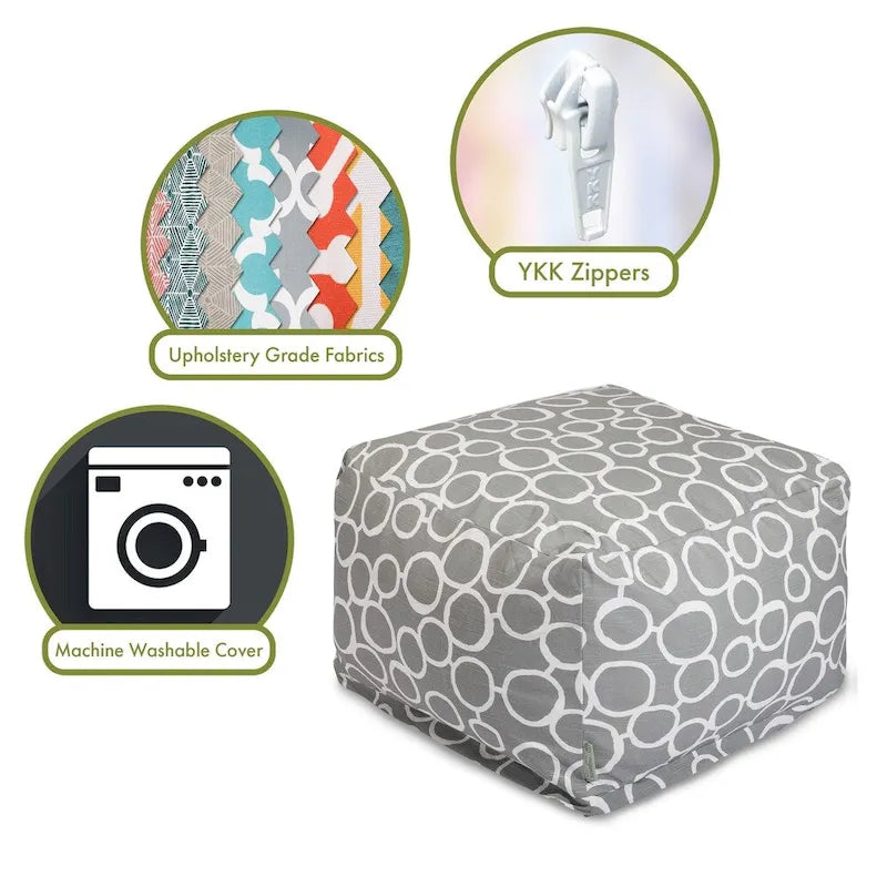 Majestic Home Goods Pouf ottoman d'intérieur en coton Fusion 68,5 cm (L) x 68,5 cm (l) x 43 cm (H)
