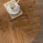Table basse ronde de 31 W avec plateau en bois de sapin et table d'appoint à cadre métallique