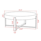 Table basse ronde de 31 W avec plateau en bois de sapin et table d'appoint à cadre métallique
