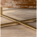 Table basse ronde de 31 W avec plateau en bois de sapin et table d'appoint à cadre métallique