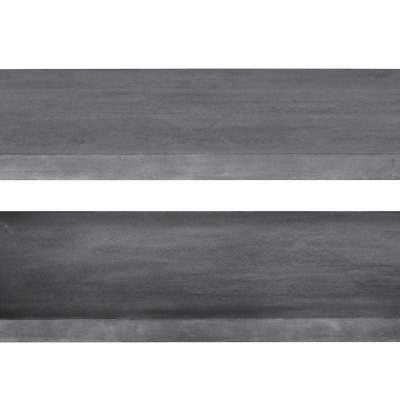 Table basse en bois en forme de cube Keli de 58 pouces avec étagère inférieure ouverte, gris anthracite
