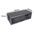 Table basse en bois en forme de cube Keli de 58 pouces avec étagère inférieure ouverte, gris anthracite