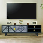 Meuble TV Bidi en bois avec 2 étagères ouvertes, style Mid-Century Modern, 56 pouces, par