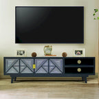Meuble TV Bidi en bois avec 2 étagères ouvertes, style Mid-Century Modern, 56 pouces, par