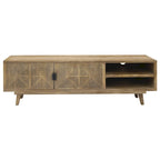 Meuble TV Bidi en bois avec 2 étagères ouvertes, style Mid-Century Modern, 56 pouces, par