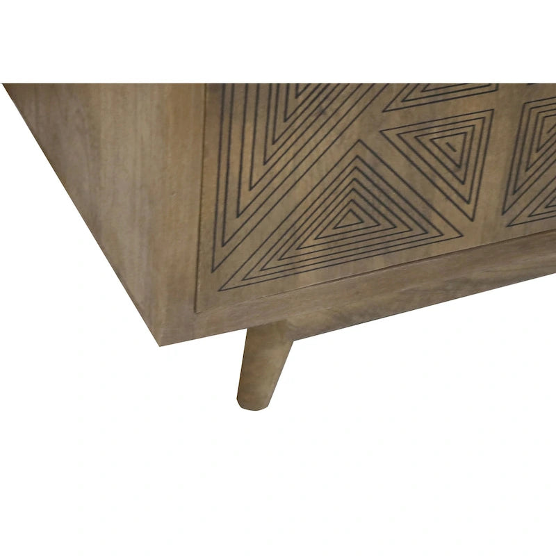 Meuble TV Bidi en bois avec 2 étagères ouvertes, style Mid-Century Modern, 56 pouces, par