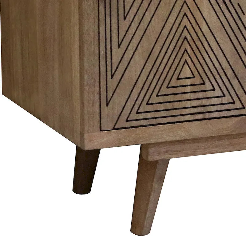 Meuble TV Bidi en bois avec 2 étagères ouvertes, style Mid-Century Modern, 56 pouces, par