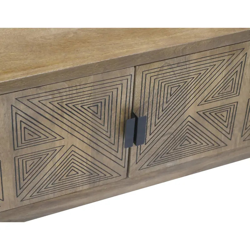 Meuble TV Bidi en bois avec 2 étagères ouvertes, style Mid-Century Modern, 56 pouces, par