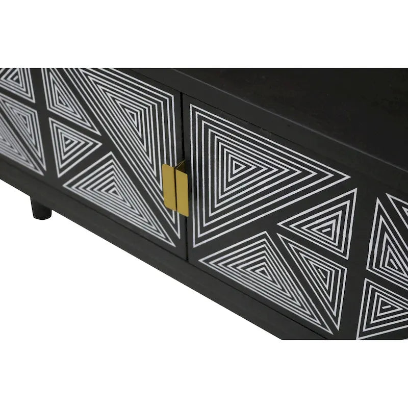 Meuble TV Bidi en bois avec 2 étagères ouvertes, style Mid-Century Modern, 56 pouces, par