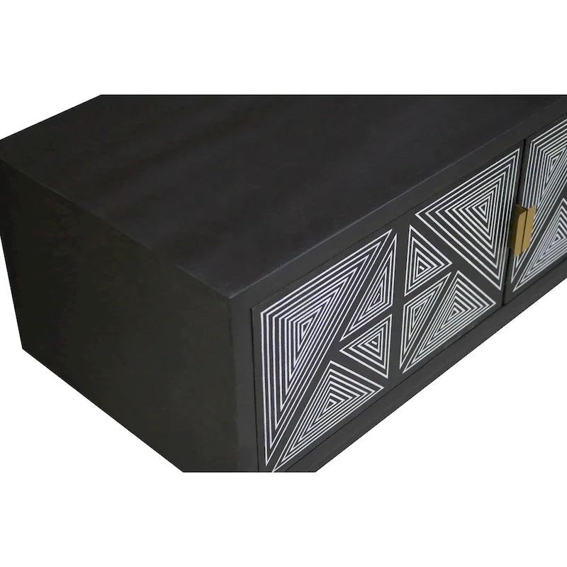 Meuble TV Bidi en bois avec 2 étagères ouvertes, style Mid-Century Modern, 56 pouces, par