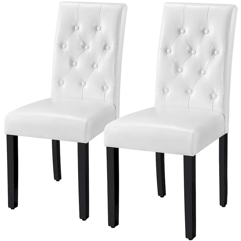 Chaise de salle à manger rembourrée à boutons Yaheetech avec pieds en bois massif, lot de 2 - Lot de 2