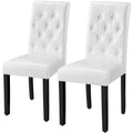 Chaise de salle à manger rembourrée à boutons Yaheetech avec pieds en bois massif, lot de 2 - Lot de 2