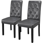 Chaise de salle à manger rembourrée à boutons Yaheetech avec pieds en bois massif, lot de 2 - Lot de 2