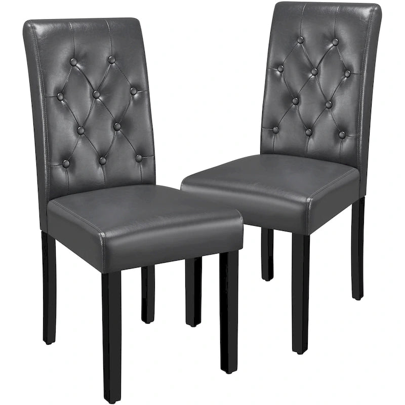 Yaheetech Button Padded Dining Chair with Solid Wood Legs Set of 2 - Set of 2